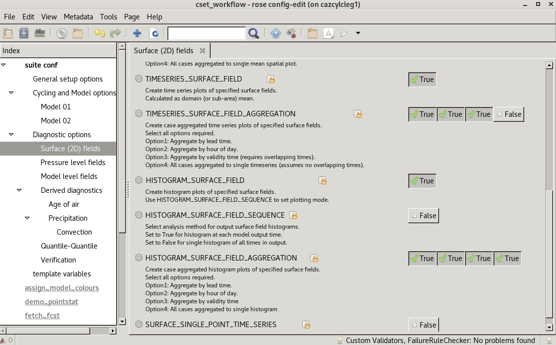 Screenshot of the CSET GUI for Surface 2D fields options - lower.