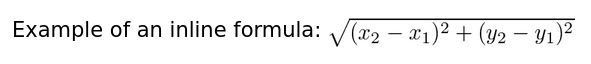 Rendering of the in-line formula example.